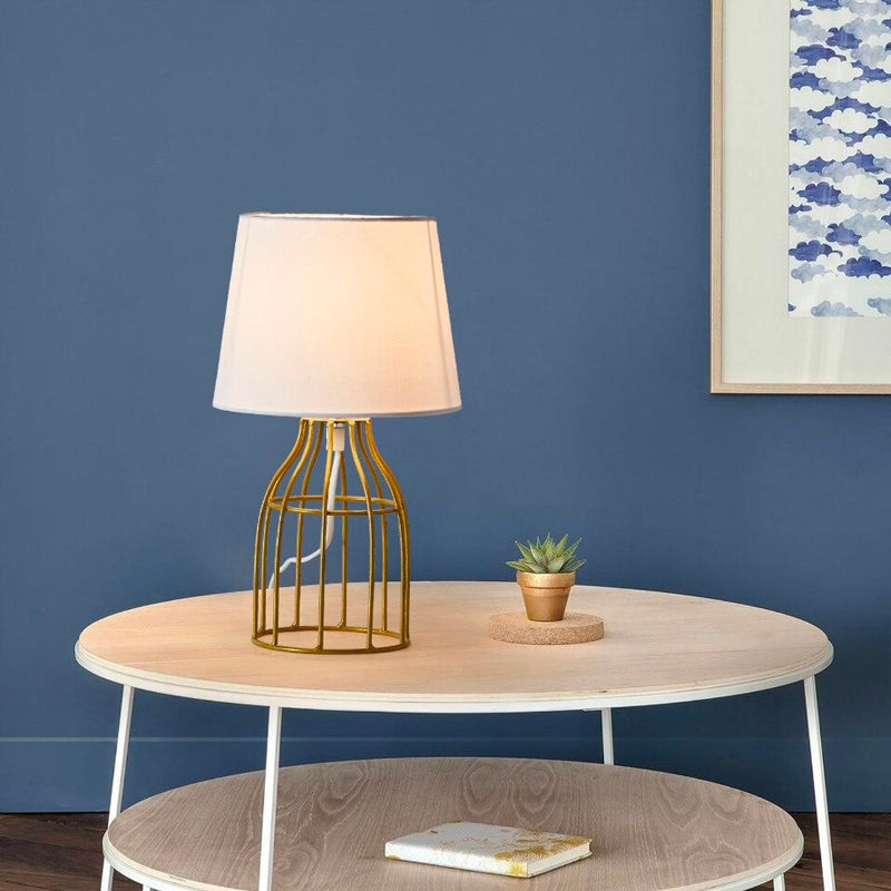 Gold/white retro metal bedside lamp