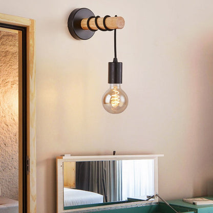Black industrial wall bedside lamp